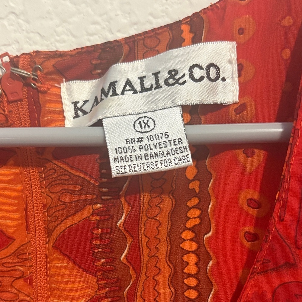 Kamali & Co. Red tribal Patterned sleeveless tie back Dress 1X - Picture 2 of 6